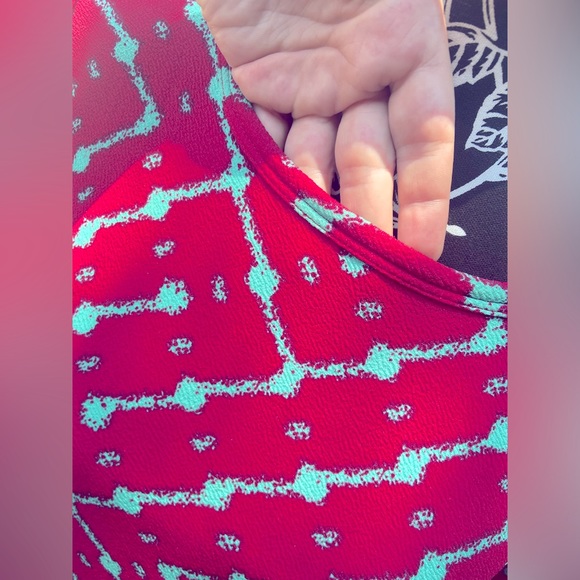 Lularoe Amelia Dress Size Large L Dark Pink Aqua Teal - Picture 3 of 7